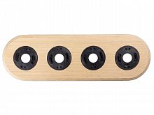 Рамка 4 постовая для скрытого и накладного монтажа, форма овал. Дерево, без покрытия.